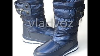 Модные подростковые дутики на зиму для девочки термо сапоги синие 33р.-36р. Tom.M