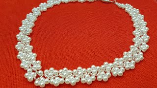 Pearl necklace/Beaded necklace/Pearl collar/Колье из бусин/Колье из жемчуга/@Cícero Alencar