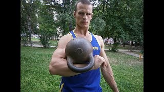 Рывок Гири 56 кг.правой рукой - 7 повторений.Snatch gira (kettlebell) 56 kg. - 7 reps.
