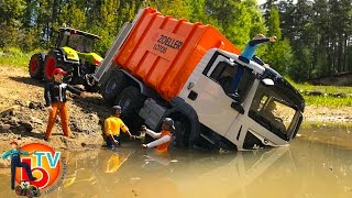 BRUDER TOYS ?#Truck MAN #Garbage  ?FAIL CRASH! Rescue mission! tractor Claas Axion