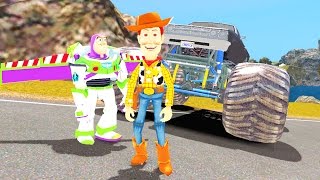 Вуди и Базз Лайтер из мультфильма История Игрушек на русском катаются на гигантском Монстр Траке