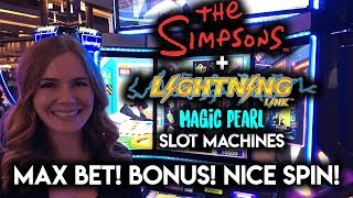 Simpsons Slot Machine Max Bet Bonus! Trying Lightning Link Magic Pearl and WINNING!