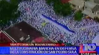 multitudinaria marcha en contra de manuel zelaya en san pedro sula honduras