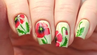 Маникюр Красные маки китайская роспись