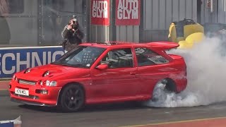 Twin Turbo V8 Ford Escort Cosworth at Santa Pod Raceway