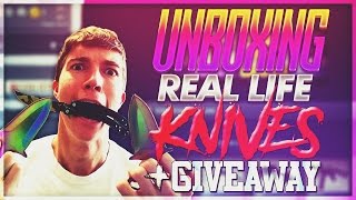 Opening Real Life CSGO Knives (Shadow Daggers, Butterfly Knife, Gut Knife) + Giveaway