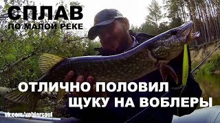 Сплав. Ловля щуки на воблер. Твичинг на малой реке. Рыбалка 2017.