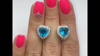 Серьги "Tiffany" с камнем в форме сердца Bijou96.ru