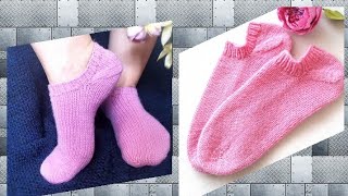 Идеально для жаккарда. Нестандартный метод вязания коротких носков. Подробный мк. Knitting. Socks.