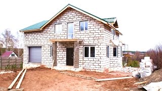 Дом из газобетона от фундамента до крыши за 1 минуту