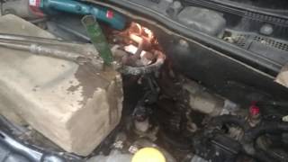 Промывка радиатора печки без снятия Опель Мерива