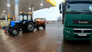 КамАЗ 5490 Т5 против КамАЗа 5490 газодизель/ Разбил фару