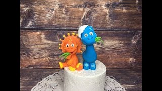 Оранжевый динозавр из мастики / how to make an orange dinosaur on cake topper