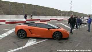 Ferrari F430 + Lamborghini Gallardo + Porsche 911 GT3 + Audi R8 on track Zandvoort [1080p HD]