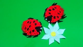МОДУЛЬНОЕ ОРИГАМИ для начинающих божья коровка из бумаги