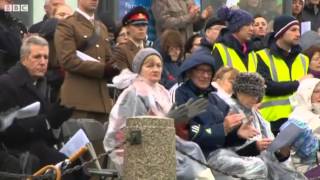 Amputee veteran Rick Clement walks at Remembrance event