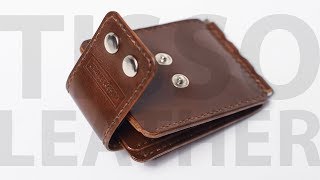 Зажим для денег с монетницей, ремень, галстук бабочка и еще зажим. Leather money clip handmade