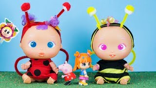 Los Bebés Bellies de Peppa Pig y Pinypon van a la fiesta de disfraces de la guardería! Animalitos