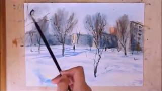 Как нарисовать пейзаж акварелью