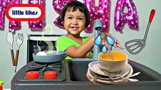 Misha Pretend Play w/ New Kitchen Toy Set  Washing Dishes