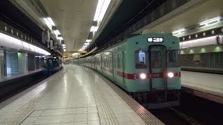 西鉄　福岡天神駅の電車　到着・発車シーン 2014.3