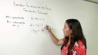 4. Escribir una ecuación en forma pendiente intercepto