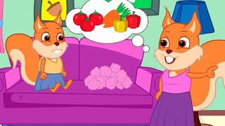 Famille d'Écureuil - Maman Est Végétarienne Vidéos Animé 2021 en Français 13+