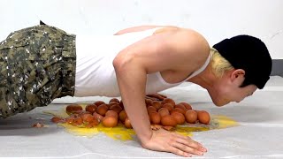 정자세로 팔굽혀펴기 100개 한 번에 가능??? 실패하면 날계란 다 터짐(Nonstop 100 PUSH UP Challenge)