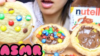 ASMR M&M NUTELLA TART , COOKIE ICE CREAM DESSERT EATING SOUNDS MUKBANG 먹는 먹방