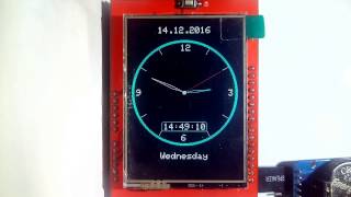analog clock arduino Uno 2.4" LCD TFT spfd5408 аналоговые часы ардуино