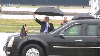President Donald Trump lands at Love Field before speaking at NRA Convention