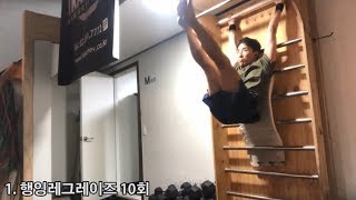 [숨IN운동일기] 행잉레그레이즈, 링 버티기, 평행봉 건너기 3세트