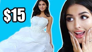 TRYING ON CHEAP WEDDING DRESSES FROM WISH +TRY ON CLOTHING HAUL