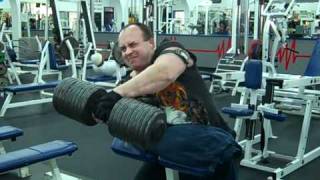 210-Pound One Armed Dumbbell Preacher Curl Forced Reps x 15R