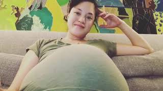 Baby Moves around in Huge Pregnant Belly