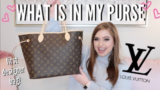 WHAT IS IN MY LOUIS VUITTON NEVERFULL HANDBAG | WORK PURSE - FIRST DESIGNER BAG 2020