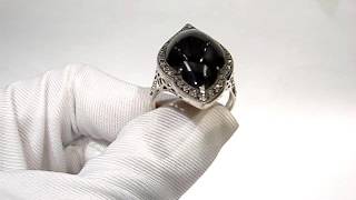 Серебряное кольцо 925 пробы с ониксом, марказитом, 2200000362469 в комплекте с 2200000362384