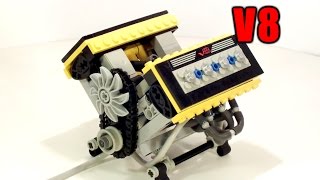 Super-small V8 Lego pneumatic engine (small cylinder)