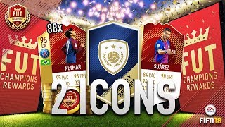 2 ICONS AND 88 RED IF PLAYERS!! FUT CHAMPIONS TOP 100 REWARDS!!