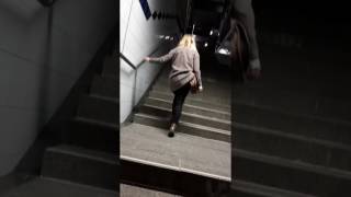 Drunk Blond Girl Leaves the Club After Lots of Vodka Shots