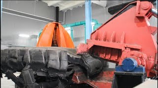 Ножницы для резки крупногабаритной шины, переработка КГШ, переработка шин