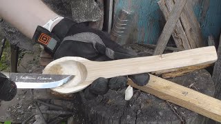 Делаем ложку из дуба ложкорезом