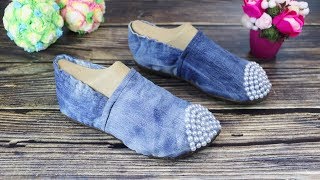 Удобная обувь (эспадрильи) из джинсов своими руками /Sapatilha Jeans/ Espadrilles
