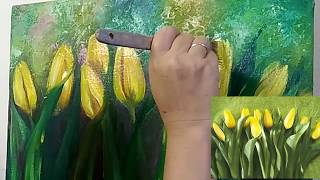 Желтые тюльпаны. Масло. Мастер класс ч 3