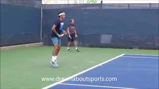 Roger Federer inside out forehand footwork - slow motion