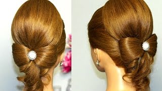 Hairstyle for long hair. Hair bow wedding updo tutorial