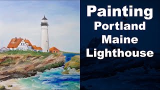 Как нарисовать море и маяк. Sea and lighthouse. Portland Maine USA