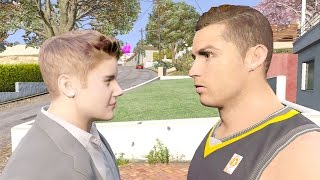 Cristiano Ronaldo pelea con Justin Bieber en GTA 5!! - RONALDO Y MESSI GTA V PC MODS
