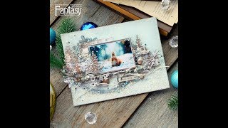 Зимний холст с фоном из вырубки. Мастер-класс/ Mixed media canvas. Tutorial