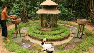 Build Fish Pond And Oxygen Water Wheel Around Rabbit House